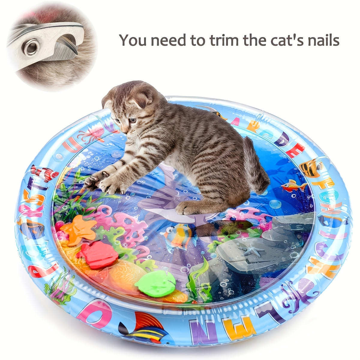 Cat Water Play Mat for Indoor Cats, PVC Floating Fish Activity Toy in Dolphin Style, Battery-Free Interactive Enrichment for Kittens