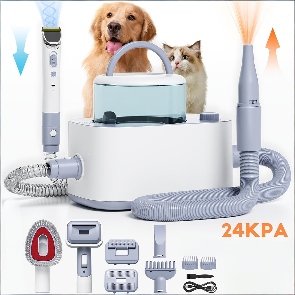 Pet Grooming Vacuum ET2311-3, 9-in-1 Dog Hair Collection and Dryer Set with Electric Clippers, Adjustable Speed and Temperature, 104.82oz Dust Bin
