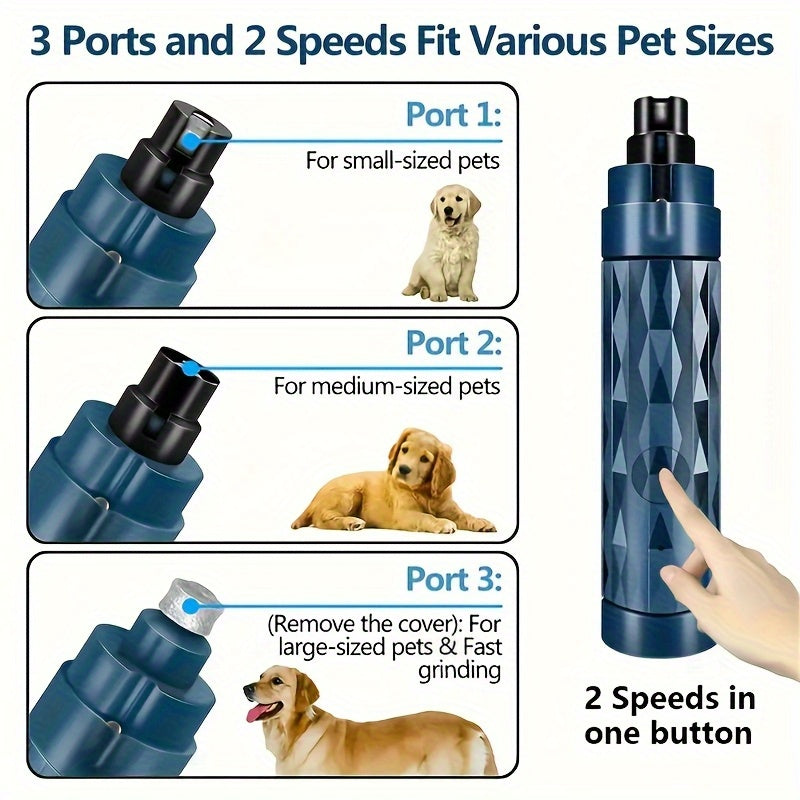 Dog Nail Grinder with LED Light, 2-Speed Rechargeable Electric Pet Nail Trimmer for Small and Large Dogs and Cats, At-Home Paw Grooming