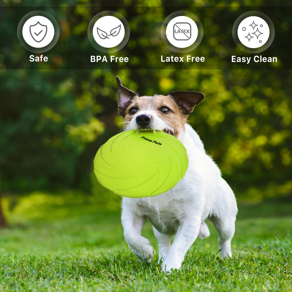 Dog Flying Disc 2 Pack, 7 Inch Natural Rubber Floating Fetch Toys in Green and Orange for Supervised Outdoor Retrieval, Pool and Beach Play