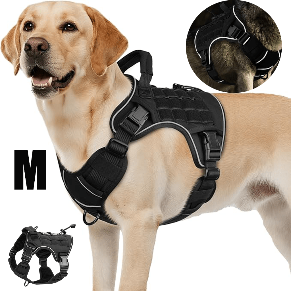 Tactical Dog Harness Vest with Adjustable Reflective Design, Machine Washable Outdoor Walking and Obedience Training Gear in S, M, L and XL