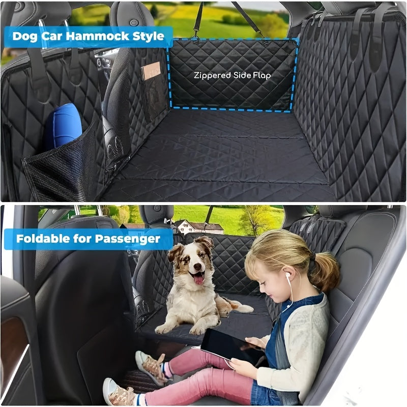 Dog Car Seat Protector with Hard Bottom, Scratch-Resistant Back Seat Extender in Black for Pet Travel in Cars, SUVs and Trucks