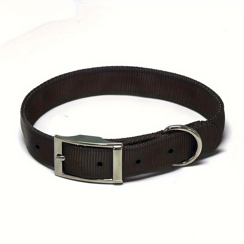Nylon Dog Collar with Double-Layer Strap, Adjustable Metal Buckle and D-Ring for Small Medium Large Dogs, Everyday Outdoor Walks, S M L