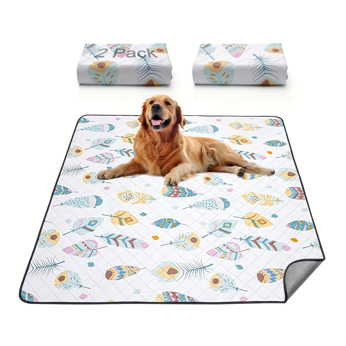 Washable Dog Pee Pads in White, 2-Pack Multiple Sizes or 18 x 24 Inch 6-Pack, Reusable Non-Slip Puppy Training and Whelping Mats for Crates and Playpens