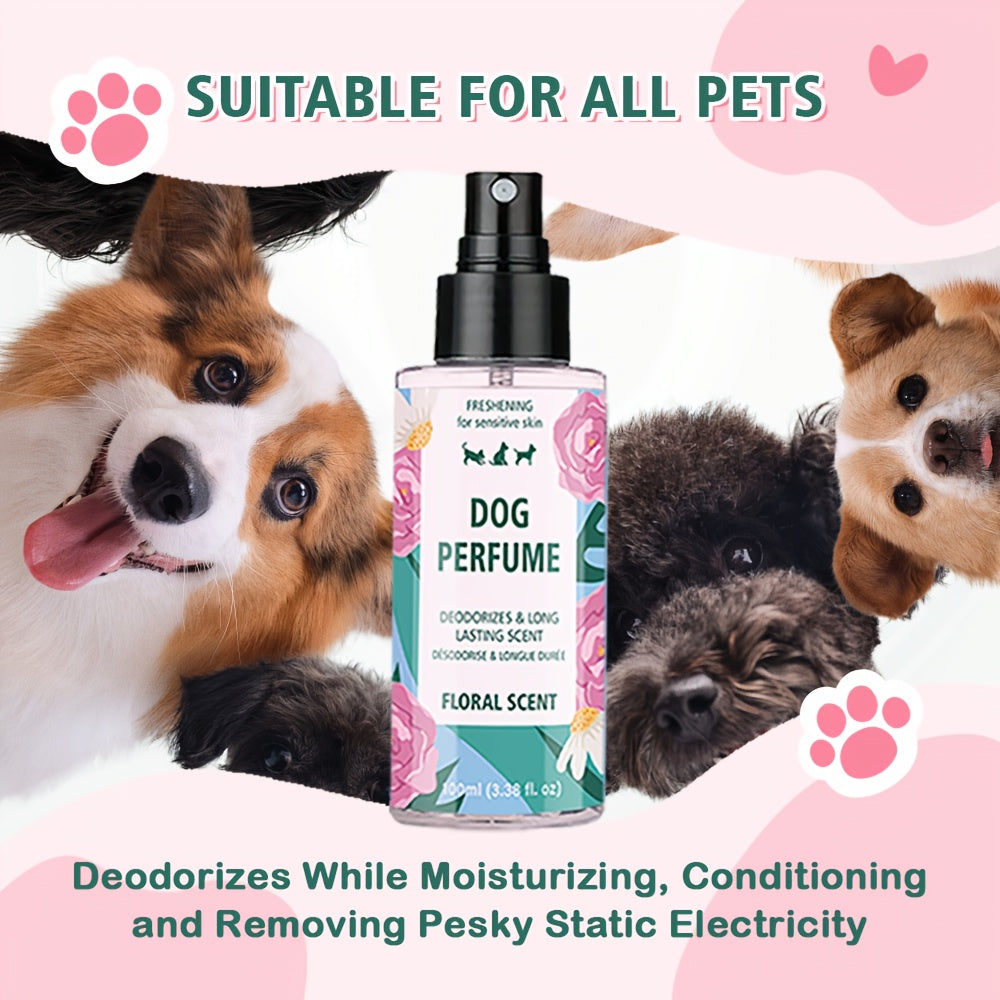 Rose Scent Dog Perfume with Black Pump Dispenser, Floral Pet Fragrance for Grooming Routines, Everyday Freshening and Special Occasions