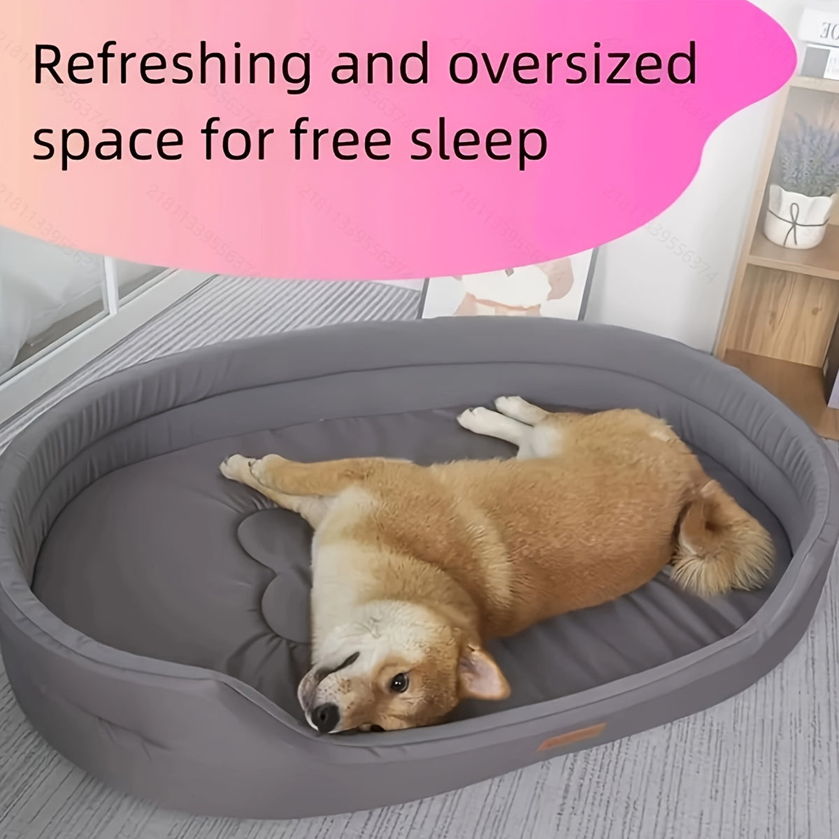Washable Bolster Dog Bed with Bone Stitching, Soft Raised-Side Pet Nest for Dogs and Cats in Grey or Green with Five Size Options for Indoor Rest