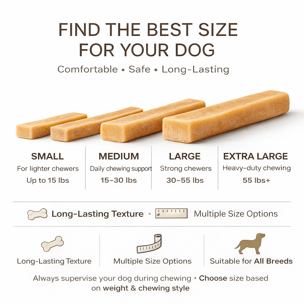 Himalayan Yak Cheese Dog Chews 4-Pack, Hard Cheese Chew Treats with Limited Ingredients in Small, Medium or Extra Large for Supervised Chewing