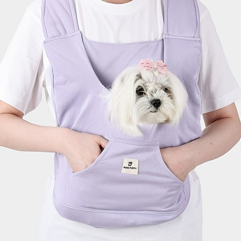 Small Dog Chest Carrier with Front Pocket, Foldable Head-Out Pet Carrying Bag with Adjustable Straps for Dogs up to 5.5 lbs and Cats up to 7.7 lbs