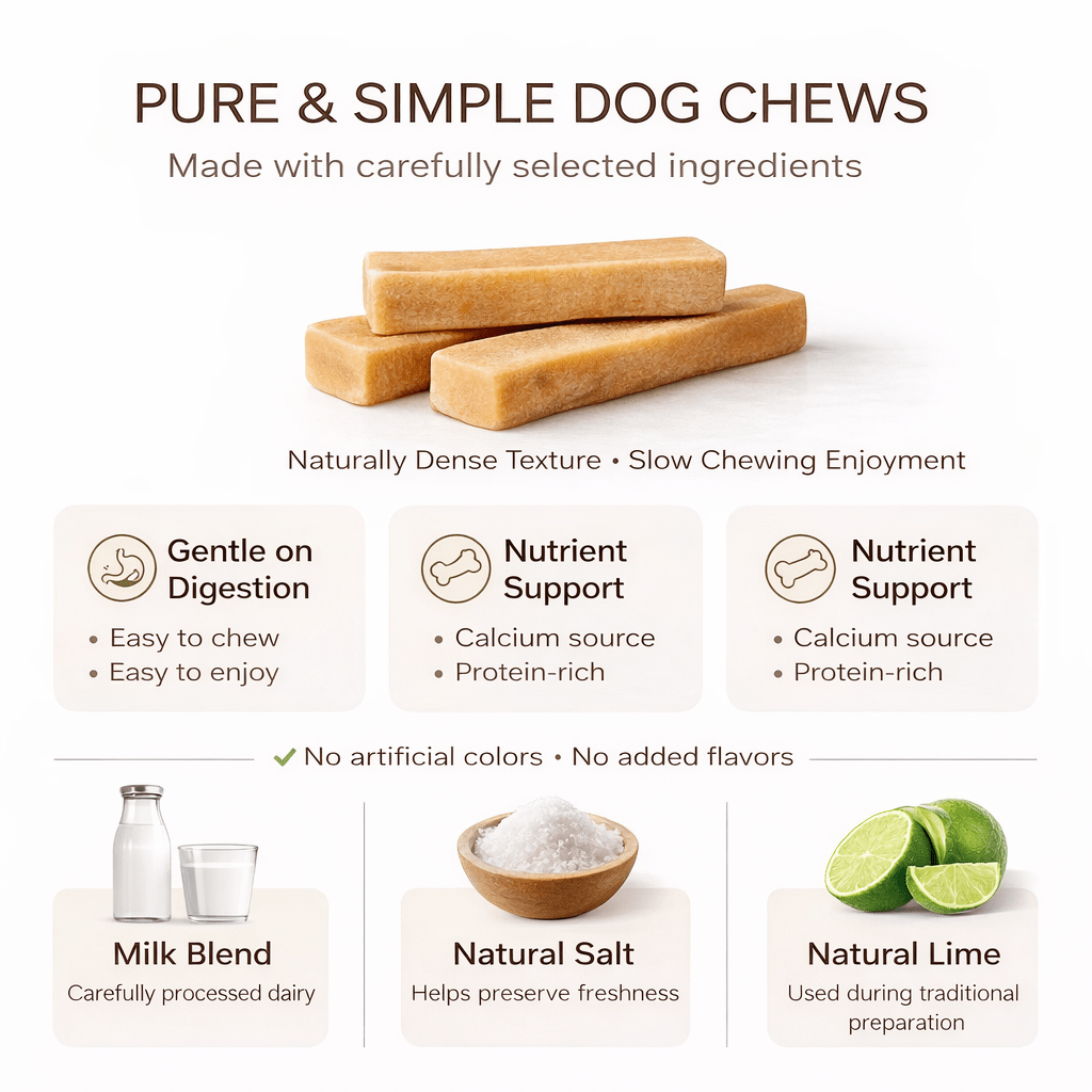 Himalayan Yak Cheese Dog Chews 4-Pack, Hard Cheese Chew Treats with Limited Ingredients in Small, Medium or Extra Large for Supervised Chewing