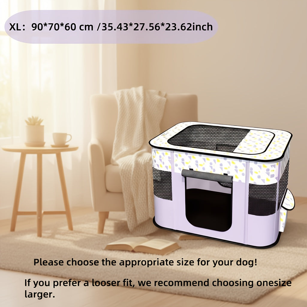 Rectangular Pet Playpen for Dogs and Cats, Purple Foldable Mesh Tent with Zipper Door for Puppies, Kittens, Indoor Rest and Travel
