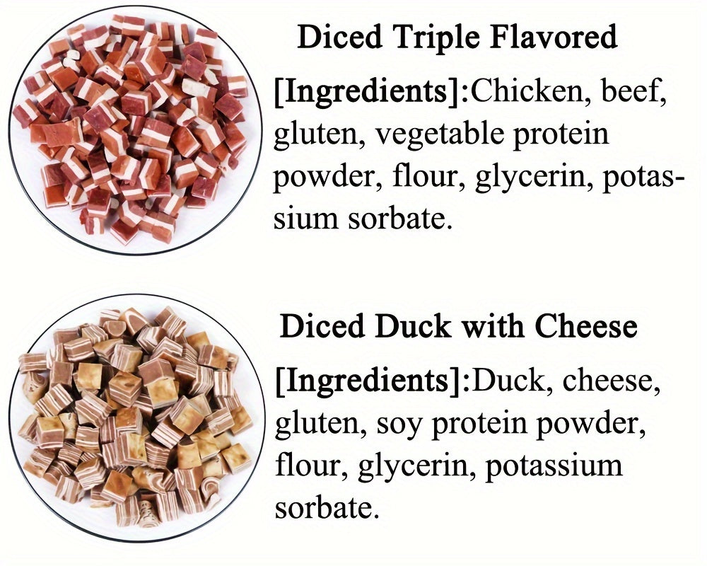 Soft Chewy Dog Training Treats, Diced Meat Reward Bites with Beef Blueberry, Duck Cheese, Mixed Meat and Triple Flavor Options, 100g to 800g Packs