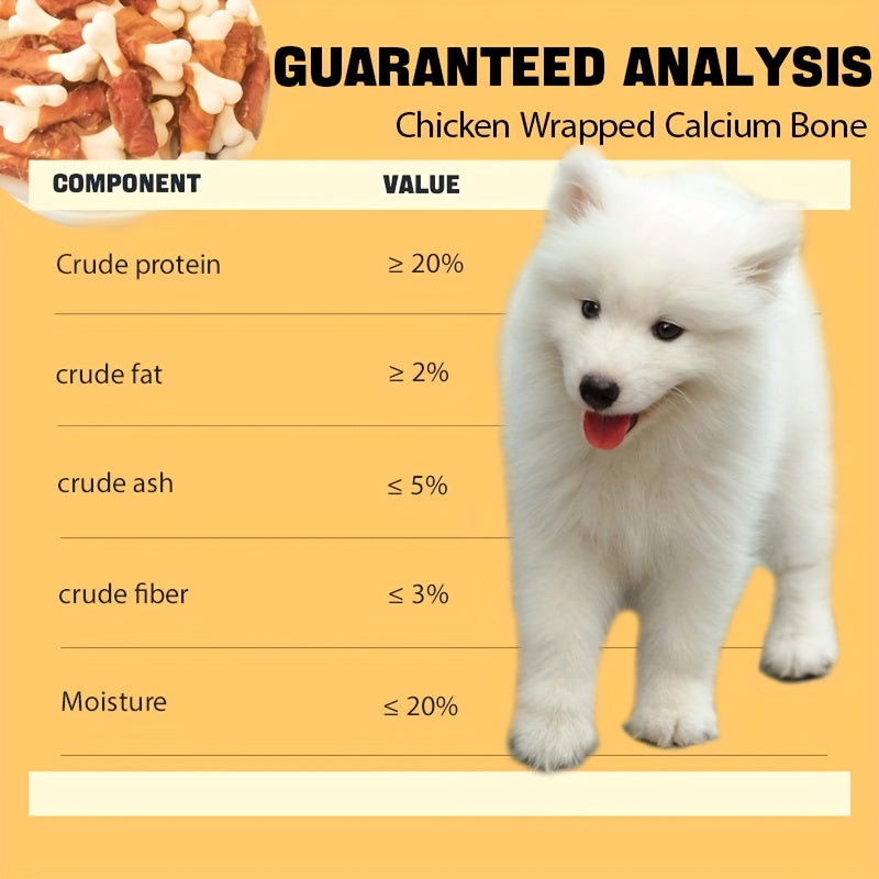 Meat Wrapped Dog Biscuits, Chicken or Duck Bone-Shaped Chew Treats with Hard Biscuit Core, Two-Pack Options for Supervised Everyday Snack Time