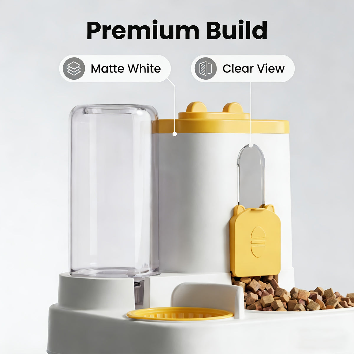 2-in-1 Cat Feeder and Water Dispenser, Non-Electric Gravity Food and Water Station for Cats and Small Dogs with Optional Cleaning Brush