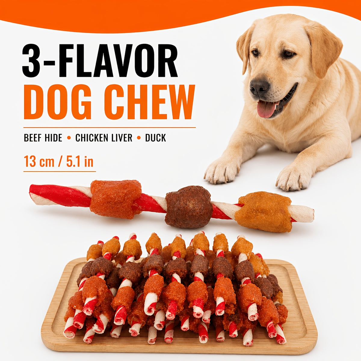 Kabob Dog Chew Treats with Chicken Liver and Duck, Skewer-Style Dog Snacks in 100g or 150g Packs for Supervised Chewing and Everyday Rewards