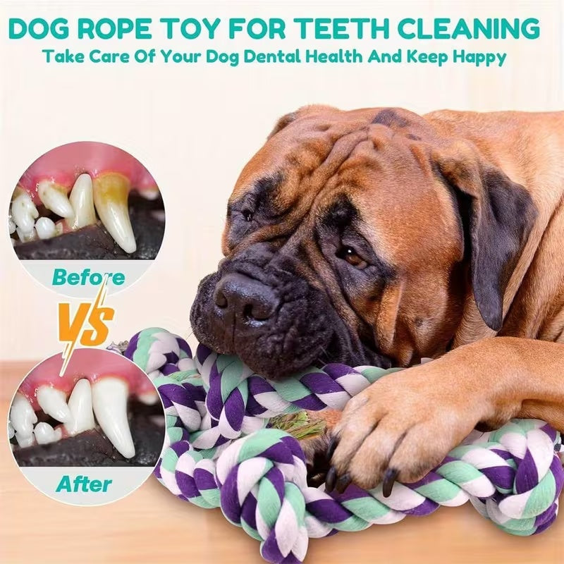 Dog Rope Toy with 6 Knots for Medium and Large Dogs, Colorful Twisted Rope Chew Toy for Supervised Tug of War, Fetch and Interactive Play