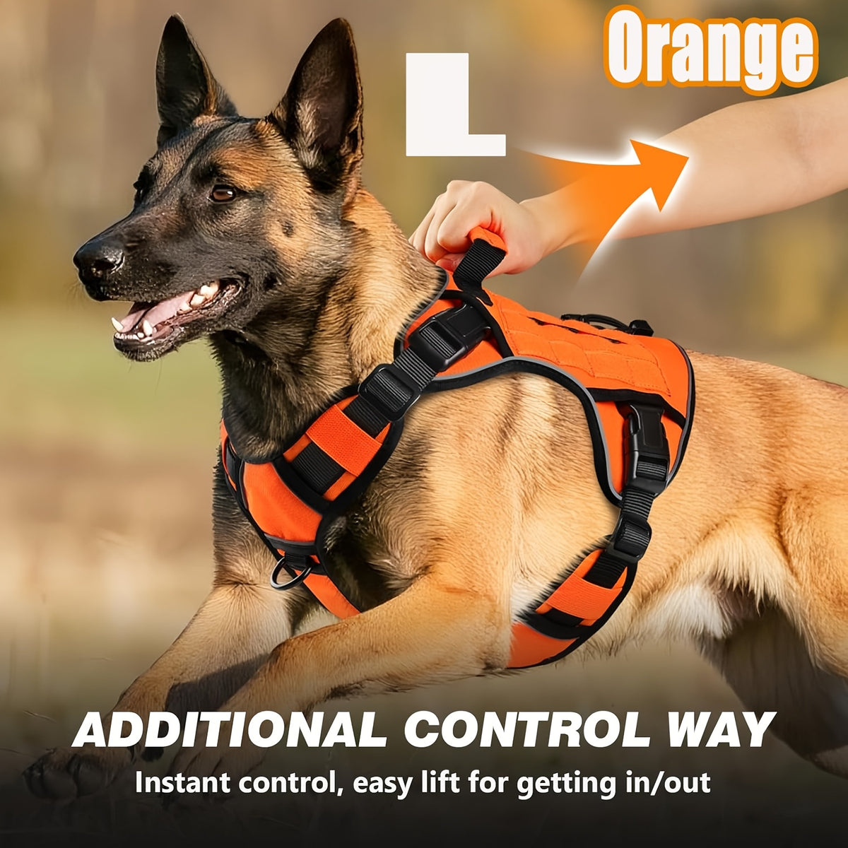Tactical Dog Harness with Reinforced Top Handle, Adjustable Reflective Pet Vest for Daily Walks and Outdoor Training, S to XL Sizes