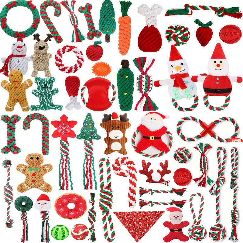 Christmas Dog Toy Assortment, Random 3, 5, 8 or 12 Piece Puppy Chew and Squeaky Toy Mix for Small to Medium Dogs, Holiday Gifts and Supervised Play