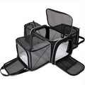 Expandable Cat Carrier Backpack with 3-Sided Expansion and 5-Sided Ventilation, Soft-Sided Foldable Pet Travel Bag with Plush Fleece Pad