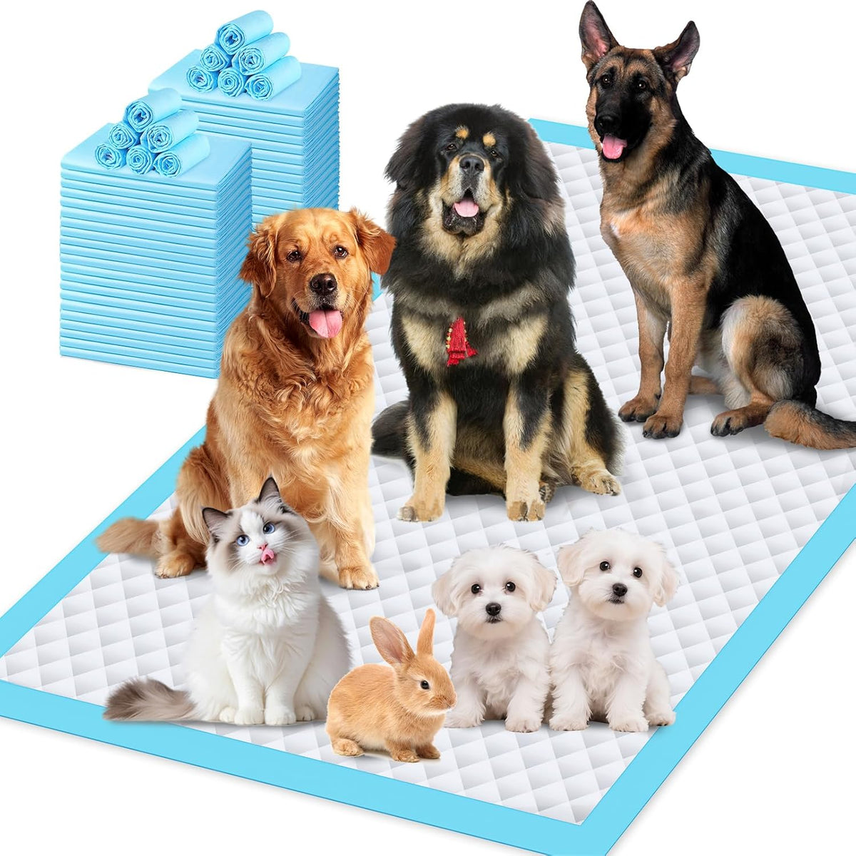 Dog Pee Pads for Large Breeds and Senior Dogs, Absorbent Leak-Resistant Puppy Potty Training Pads in Multiple Sizes, 39 to 119 Count Options