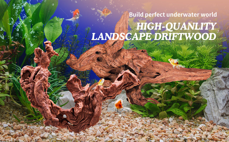 Aquarium Driftwood 2-Pack, 9-14 Inch Natural Wood Branches for Fish Tank Aquascaping, Reptile Terrarium Decor and Habitat Layouts