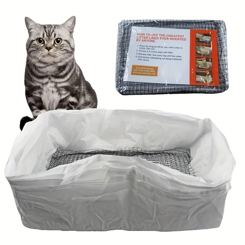 Cat Litter Sifting Bags 10-Pack, Reusable Washable Mesh Filter Liners for Indoor Cat Litter Boxes, Lift-and-Sift Daily Cleanup Accessories
