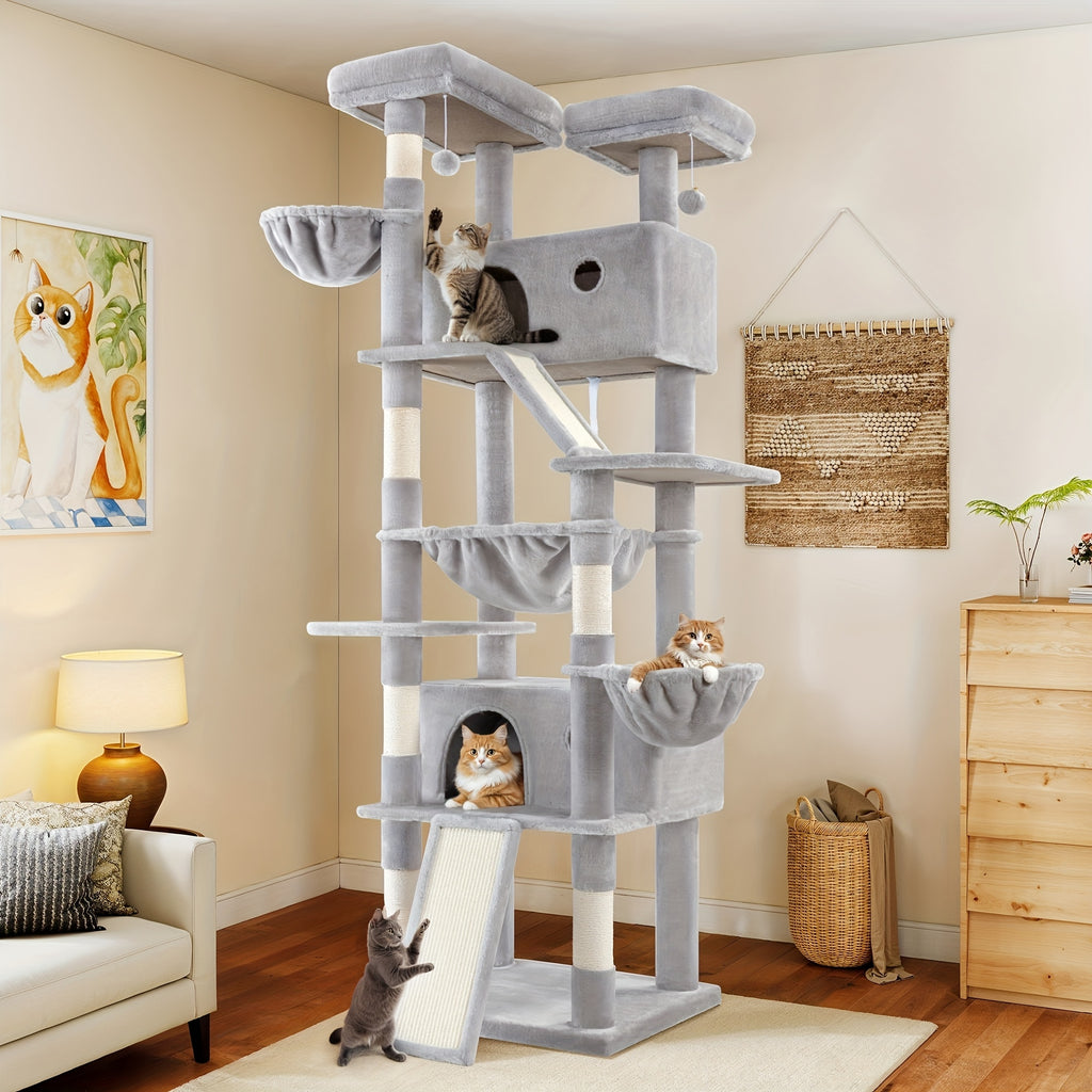 Multi-Size Cat Tree Tower for Indoor Cats, 36 65 68 or 81 Inch Multi-Level Pet Furniture with Sisal Scratching Posts and Plush Resting Areas