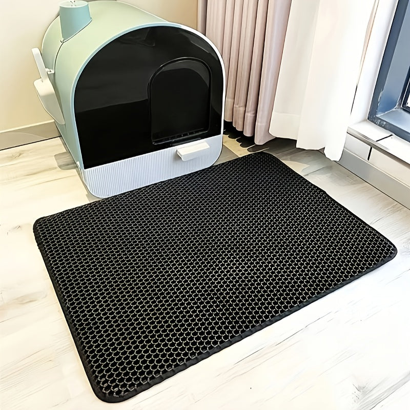 EVA Cat Litter Mat with Double-Layer Honeycomb Design, Black or Light Gray Litter Catcher in 40 x 50 cm or 50 x 70 cm for Indoor Litter Box Areas