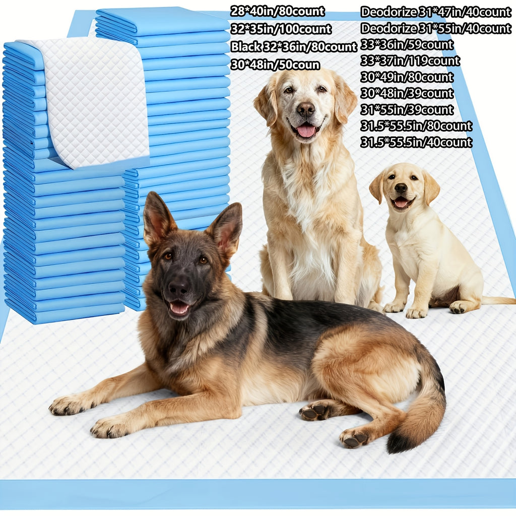 Dog Pee Pads for Large Breeds and Senior Dogs, Absorbent Leak-Resistant Puppy Potty Training Pads in Multiple Sizes, 39 to 119 Count Options