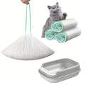 Jumbo Cat Litter Liners with Drawstring, 35.4 x 17.7 Inch Extra-Thick Litter Pan Bags in 30, 40 or 50 Count Rolls for Home Cleanup Routines