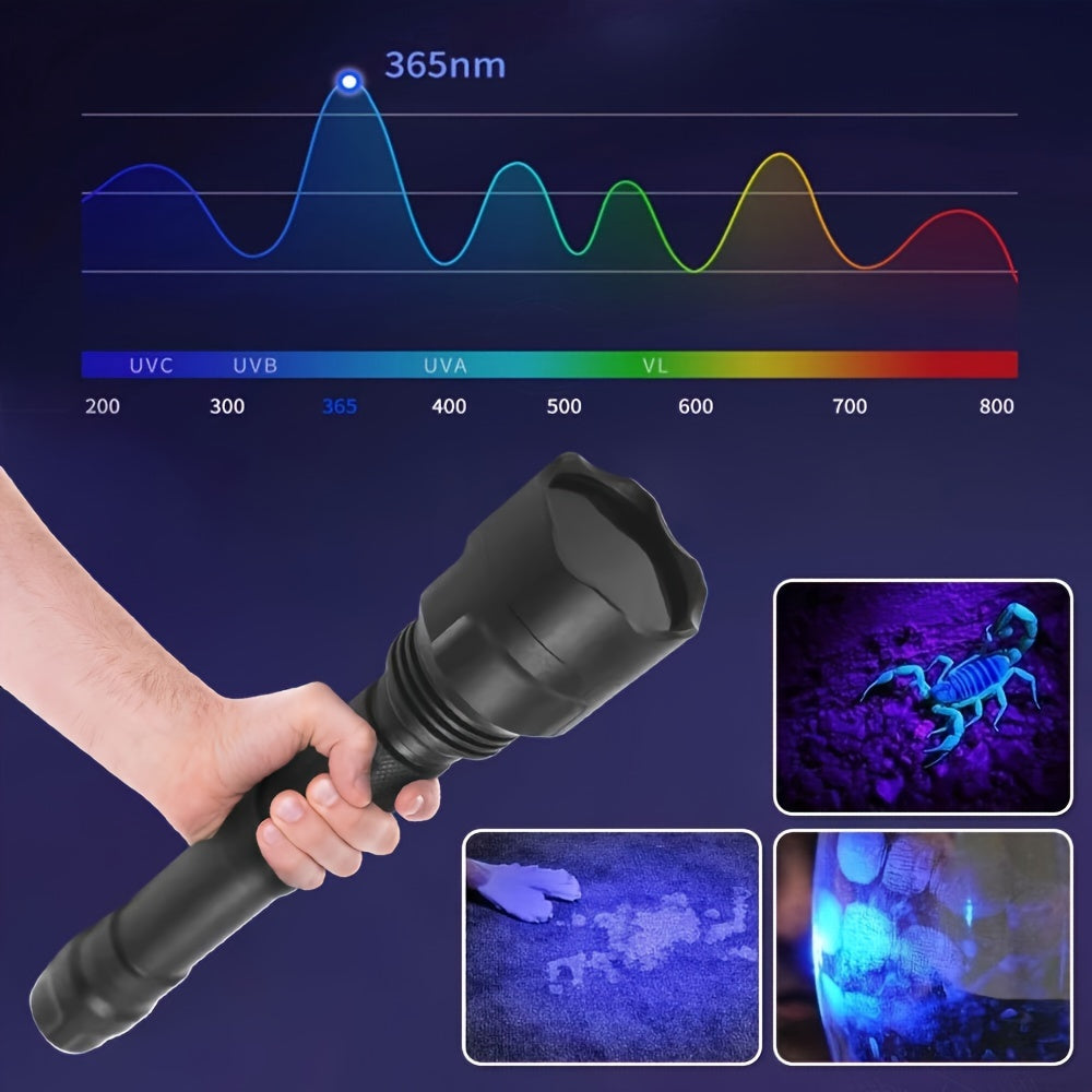 UV Flashlight for Pet Urine Detection, C8 365nm Blacklight with Black Filter Lens, USB Rechargeable Inspection Light for Minerals and Rockhounding