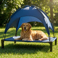 Dog Cot with Canopy, Elevated Outdoor Dog Bed with Removable Shade and Adjustable Non-Slip Feet for Large Dogs, Camping and Indoor Rest