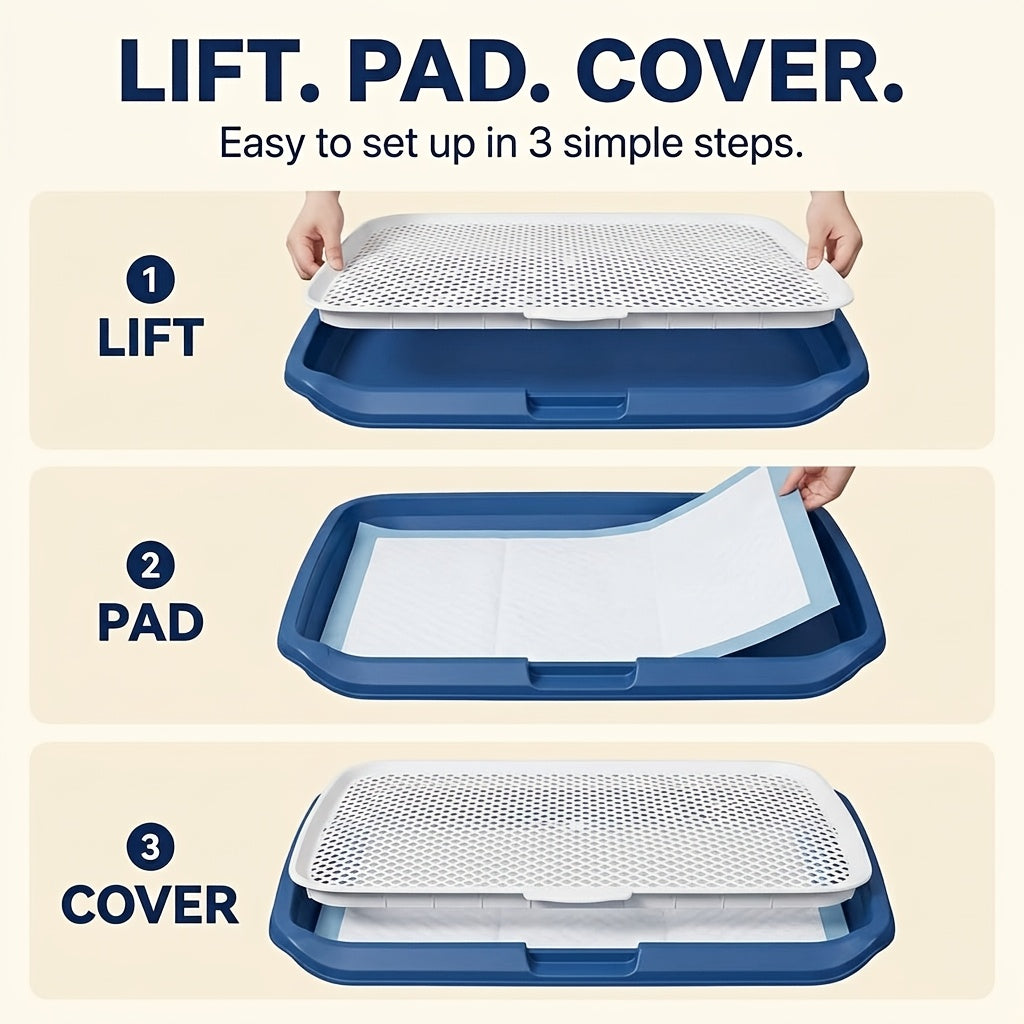 Dog Pee Pad Holder with Removable Grate, Leak-Proof Washable Puppy Potty Training Tray for Indoor Apartment Toilet Routines