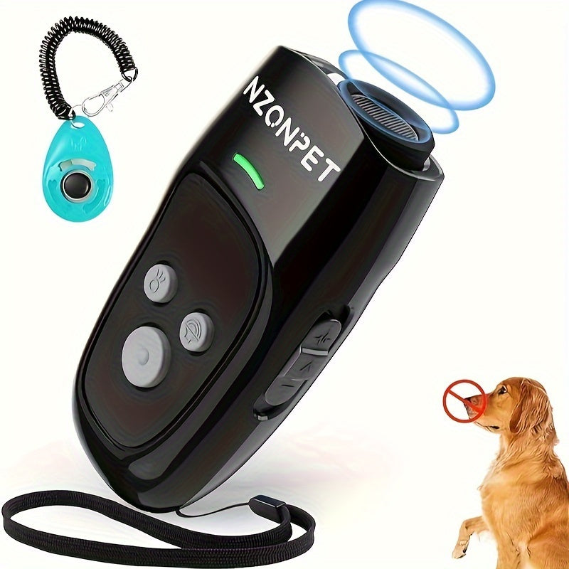 Ultrasonic Anti Barking Device with 3 Sound Wave Modes and Beep Cue, Rechargeable Dog Training Tool with LED Light, Wrist Strap and Listed 16.4ft Range