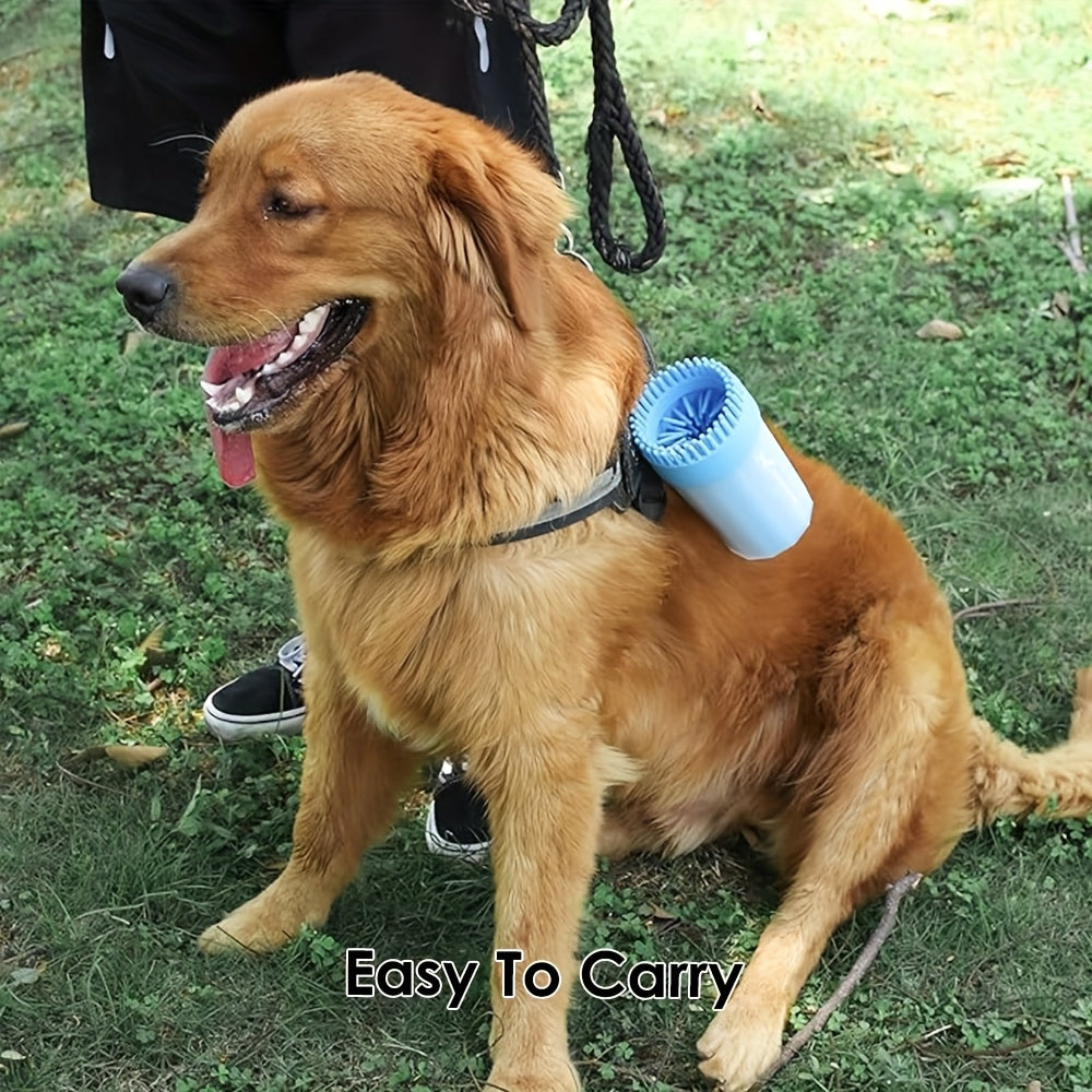 Dog Paw Washer for Large Dogs, Portable Paw Cleaning Cup with Removable Bristle Insert and Bath Brush for Muddy Walks and Outdoor Grooming