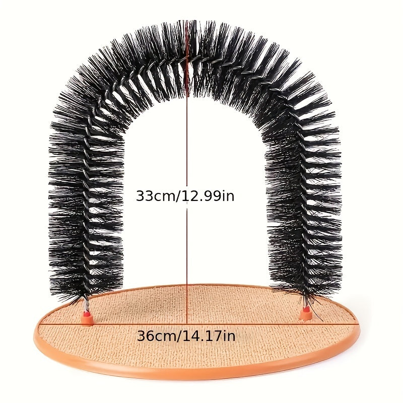 Self Grooming Cat Toy with Arch and Scratching Board, Interactive Rubbing and Massage Station for Kittens and Everyday Indoor Cat Play