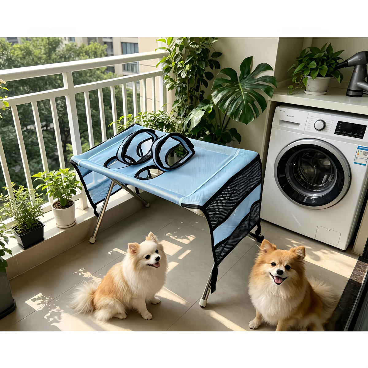 Folding Pet Grooming Table for Cats and Small Dogs, Detachable Grooming Support Hammock for At-Home Coat Trimming in Khaki or Black