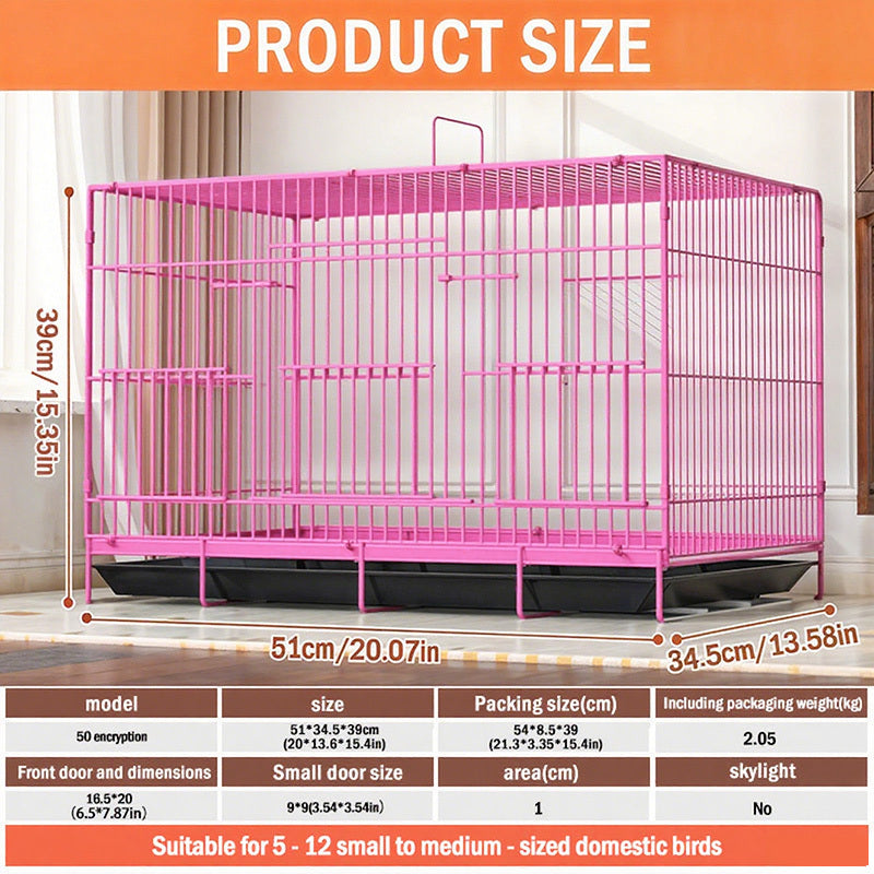 Folding Bird Cage for Indoor Use, Large Bird Housing with 5 Listed Additions, White, Black, Blue or Pink Options for Pet Bird Owners