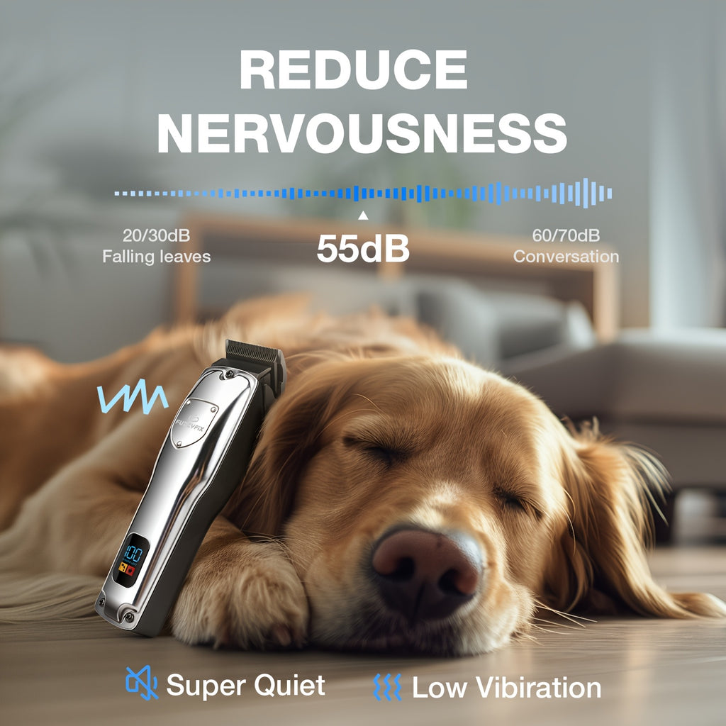 Dog Clippers for Thick Coats with LCD Battery Display, Low-Noise Cordless USB Rechargeable Pet Hair Trimmer for At-Home Dog and Cat Grooming