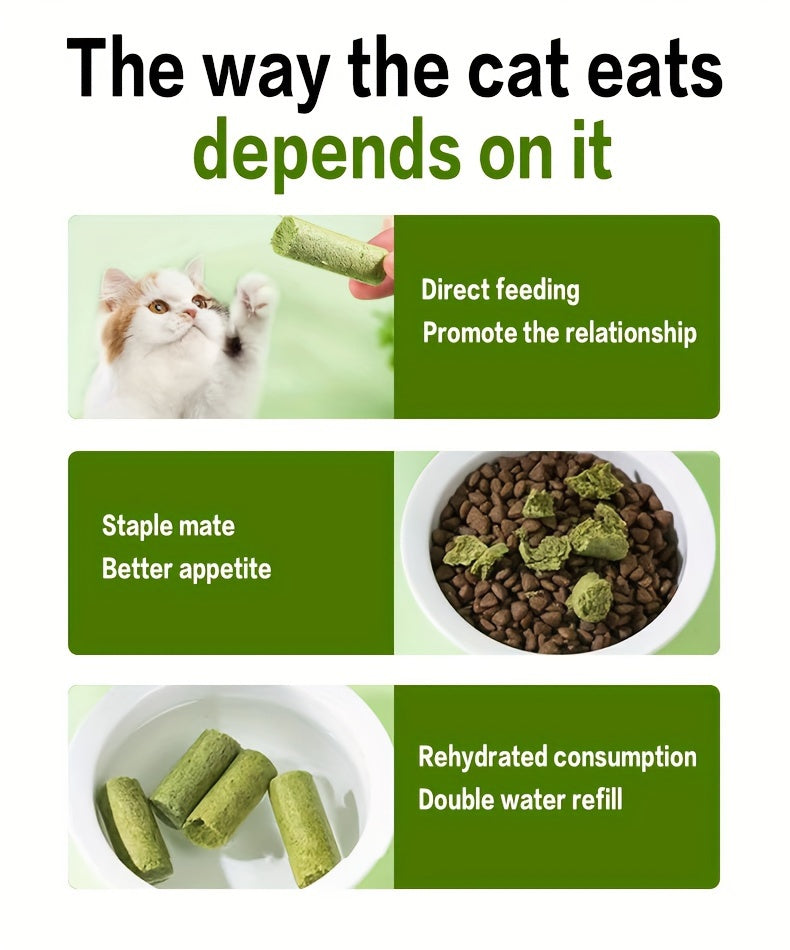Freeze-Dried Cat Grass Sticks, 15-Piece Cat Treat Pack for Supervised Snack Time, Cat Grass Treats for Cat Owners and Pet Gift Baskets