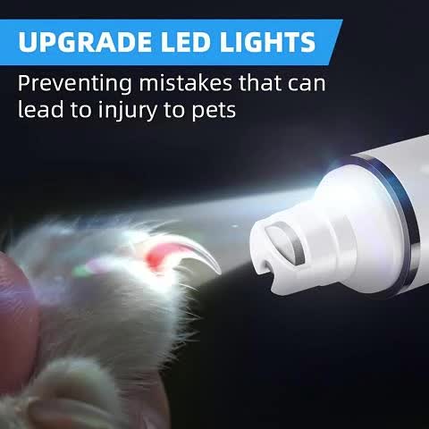 3-Speed Rechargeable Dog Nail Grinder with LED Light, Quiet Electric Pet Nail File for At-Home Paw Grooming with Model-Specific Grinding Head Options