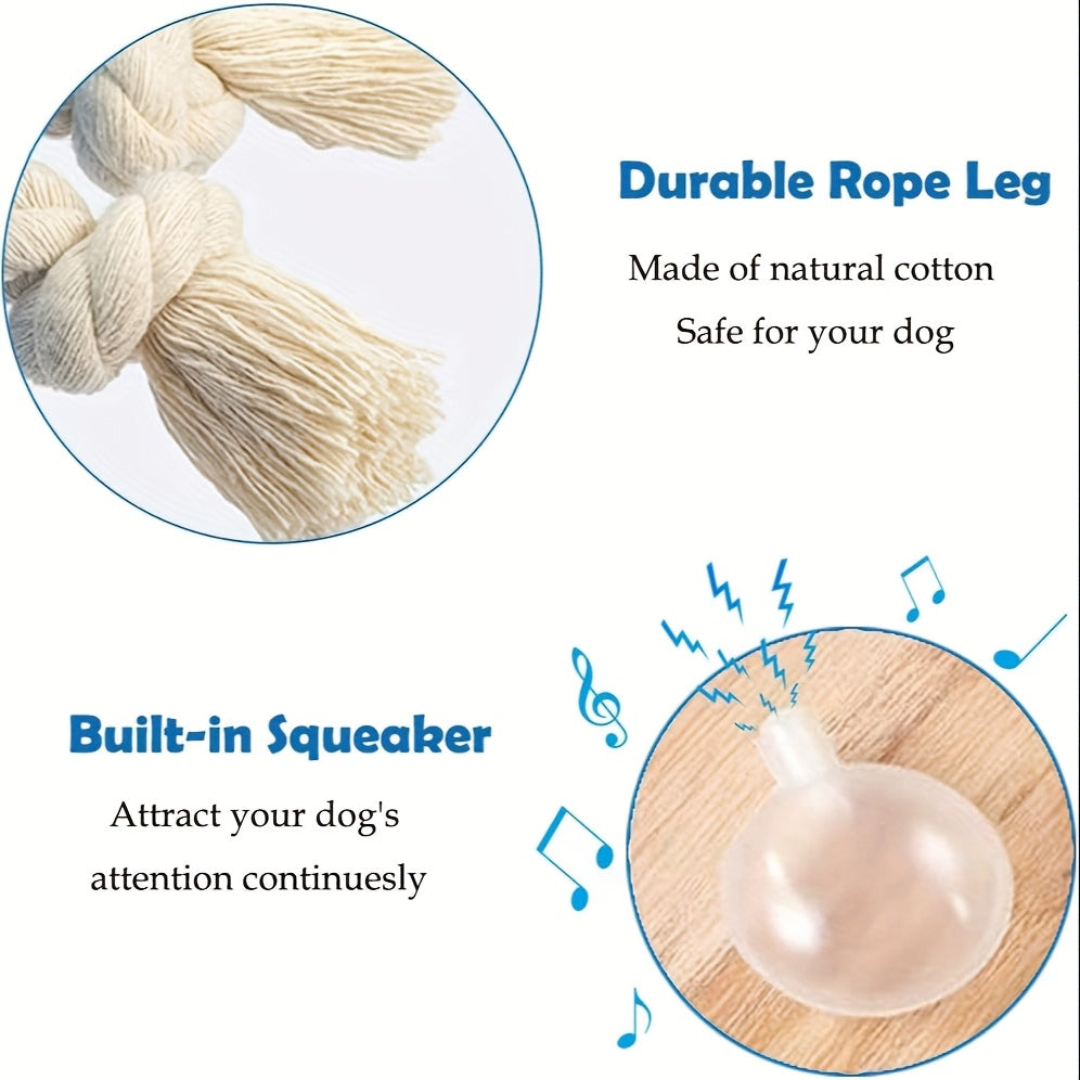 Squeaky Parrot Dog Toy with Rope, Blue Crowned Bird Plush Companion for Supervised Gentle Tug, Interactive Indoor Play and Dog Birthday Gifts