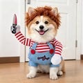 Halloween Dog Costume Deadly Doll Cosplay Outfit in M L XL, Spooky Pet Dress-Up Clothes for Costume Parties, Holiday Gatherings and Dog Photo Sessions