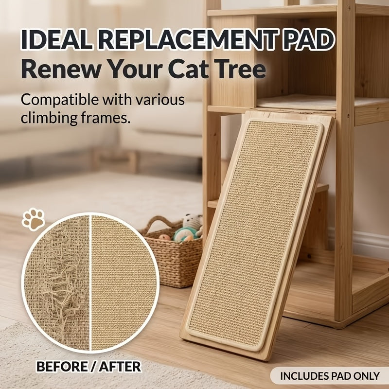 Cat Scratching Mat with Adhesive Strip, 24 Inch Sisal Rope Furniture Protector for Compatible Sofa Corners and Wall Scratching Areas