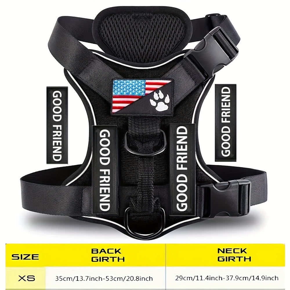 Service Dog Harness with 5 Removable Patches, Reflective Adjustable Soft Oxford Dog Vest with Inner Mesh Layer and ID System for Small Medium Large Dogs, Public Access and Mobility Aid Vest for Walking
