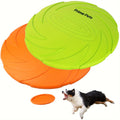 Dog Flying Disc 2 Pack, 7 Inch Natural Rubber Floating Fetch Toys in Green and Orange for Supervised Outdoor Retrieval, Pool and Beach Play
