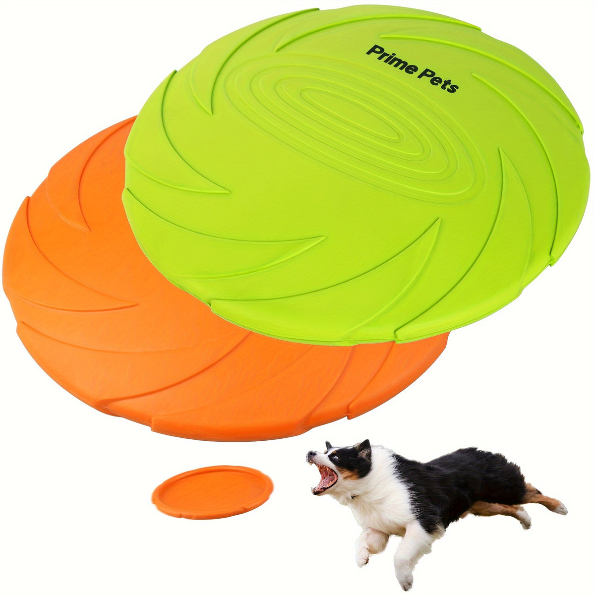 Dog Flying Disc 2 Pack, 7 Inch Natural Rubber Floating Fetch Toys in Green and Orange for Supervised Outdoor Retrieval, Pool and Beach Play