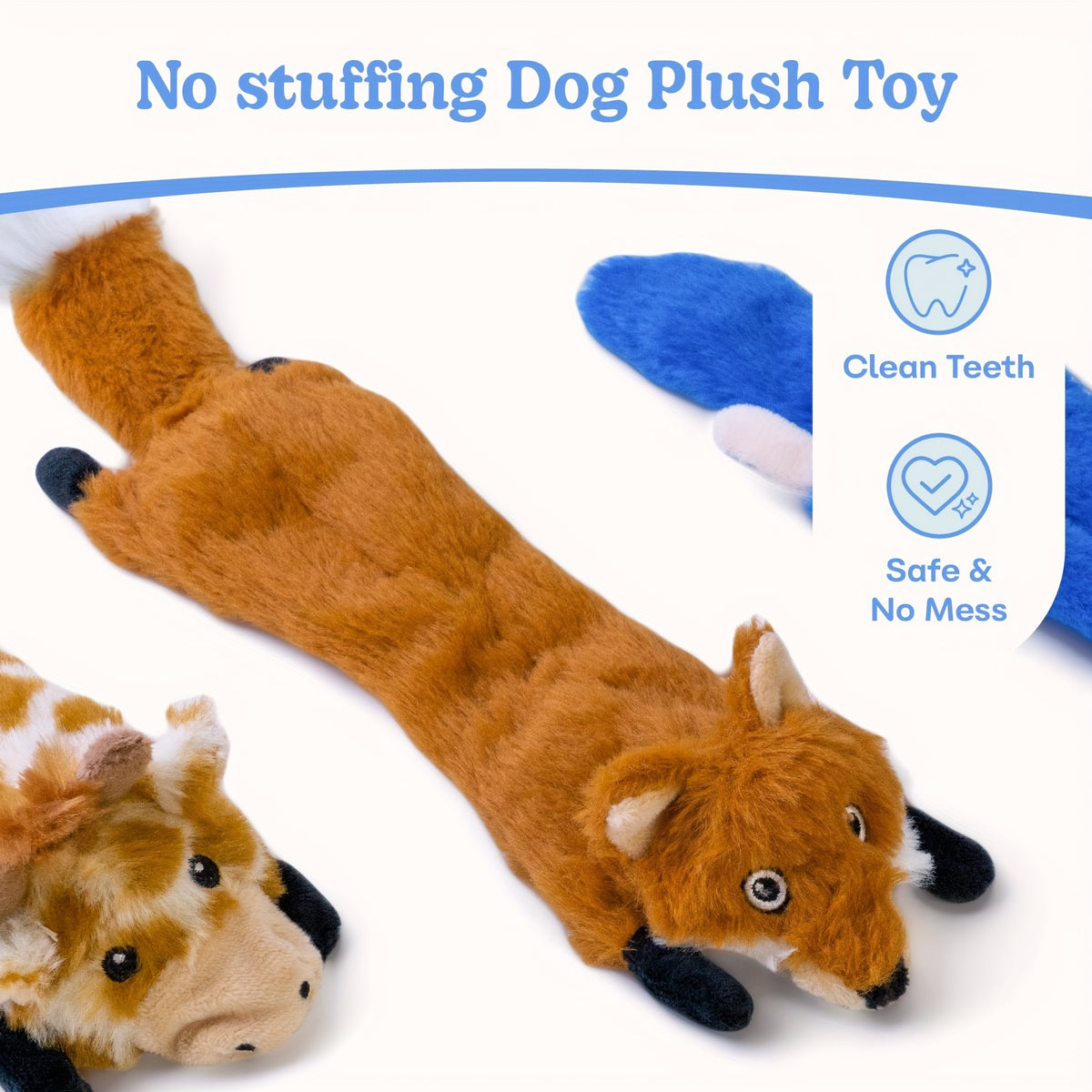 Squeaky Crinkle Dog Toys with No Stuffing, Soft Plush Animal Toys in 1, 2, 3 or 5 Piece Options for Supervised Puppy Play and Gentle Fetch