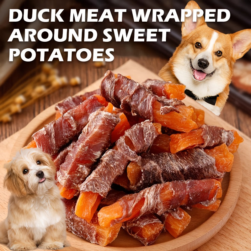 Duck Wrapped Sweet Potato Dog Treats, 5.29 oz Chewy Dog Chew Sticks for Daily Training Rewards and Snack Time for Small, Medium and Large Dogs
