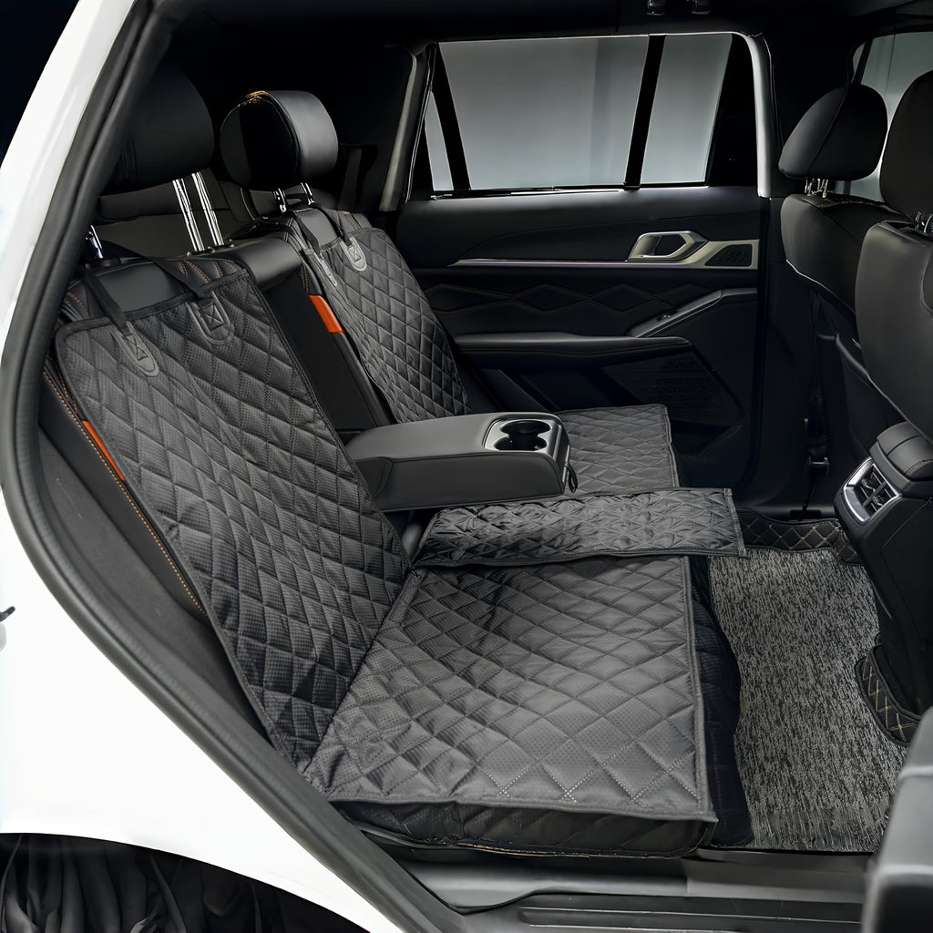 60/40 Split Bench Dog Car Seat Cover, Black Rear Seat Protector for Cars, Trucks and SUVs, Easy Cleanup for Daily Pet Travel and Family Road Trips