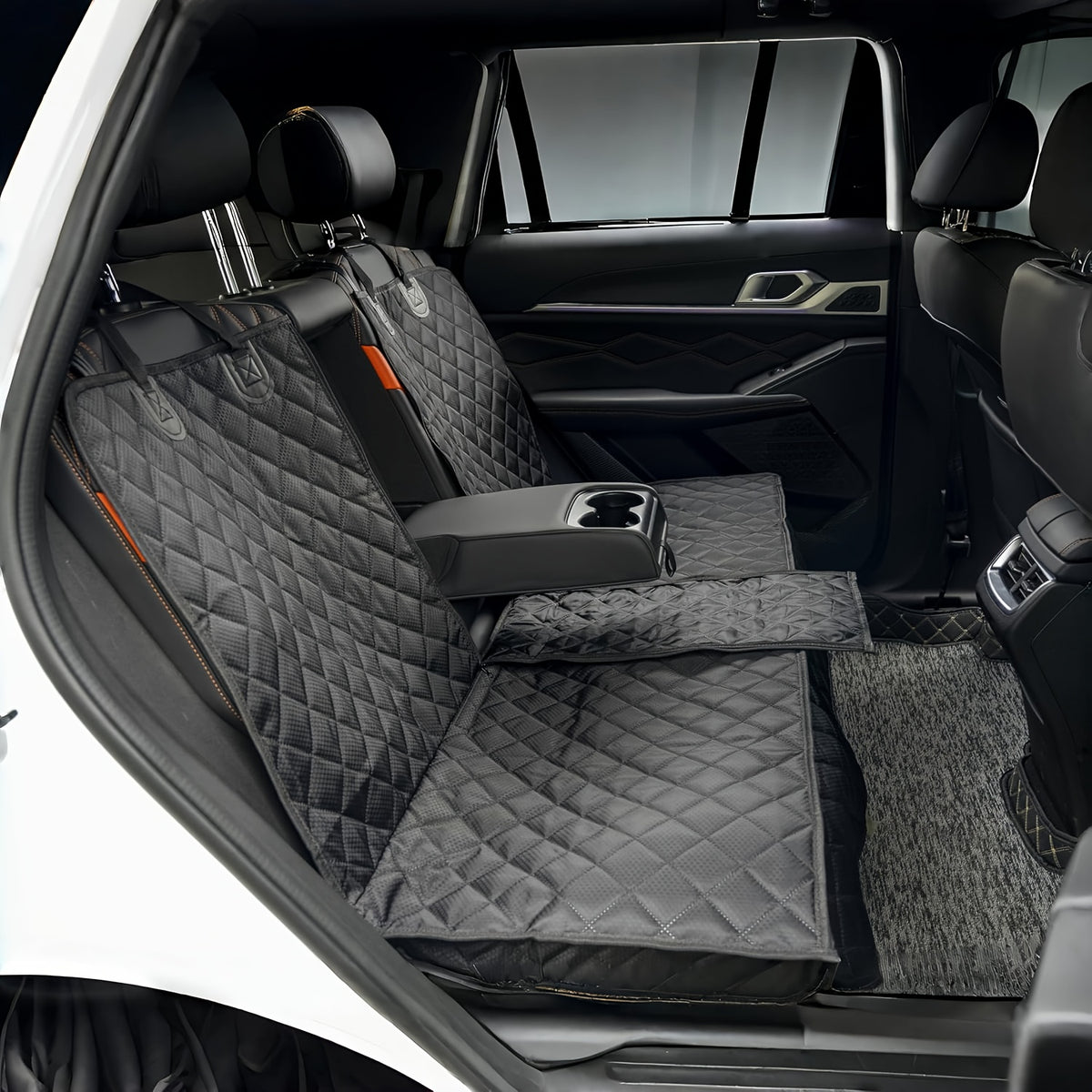 60/40 Split Bench Dog Car Seat Cover, Black Rear Seat Protector for Cars, Trucks and SUVs, Easy Cleanup for Daily Pet Travel and Family Road Trips